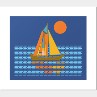 Sailing Boat Colorful Sails Seascape Posters and Art